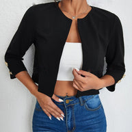 Damen lässige Kurzblazer mit strukturiertem Stoff WW