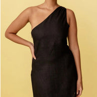 WW | Einfarbiges Slim Fit One-Shoulder Pendelkleid