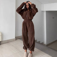 Damen bequemer und stylischer Fleece-Jumpsuit WW
