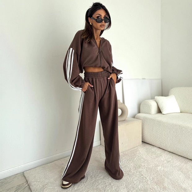 Damen Sportliches Zweiteiler-Set mit voluminösen Ärmel und elastischen Bund WW