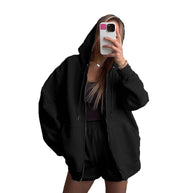 Damen bequeme Sweatshorts mit Oversized Hoodie WW