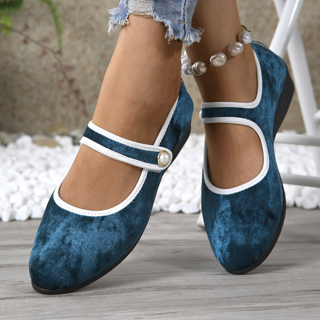 Dame Elegante Mary Jane Ballerinas mit Perlen Detail WW