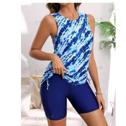 Damen Sportliches Tankini-Set mit verstellbaren Shorts WW