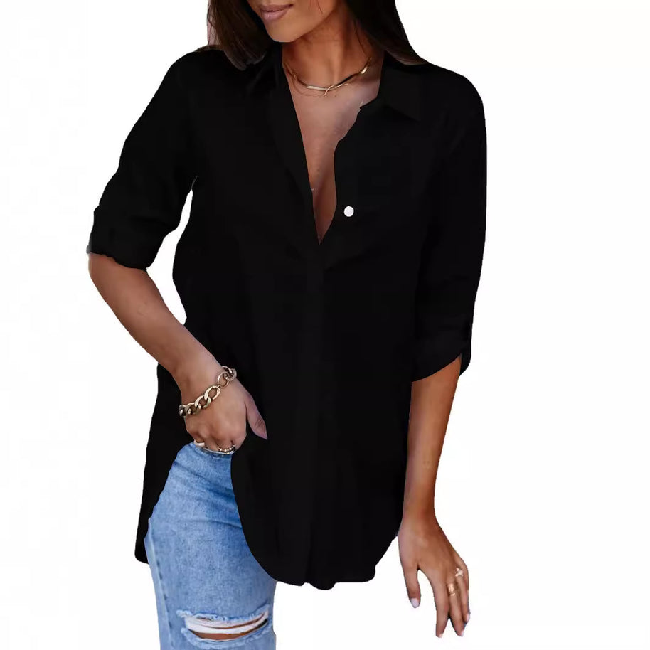 Damen Relaxed Fit Knopfverschluss Hemd WW