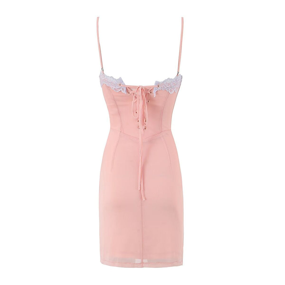 Damen Spaghetti-Träger Nachthemd mit eleganter Spitzenverzierung WW