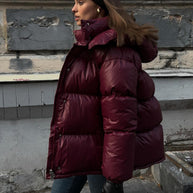 Damen Steppjacke mit voluminösem Schnitt und hohem Kragen WW