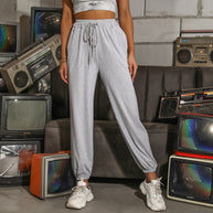 Damen lässige Jogginghose mit elastischem Bund und modernem Kordelzug WW