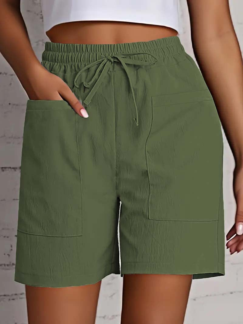 Damen entspannte Shorts mit breitem Gummibund und praktischen Taschen WW