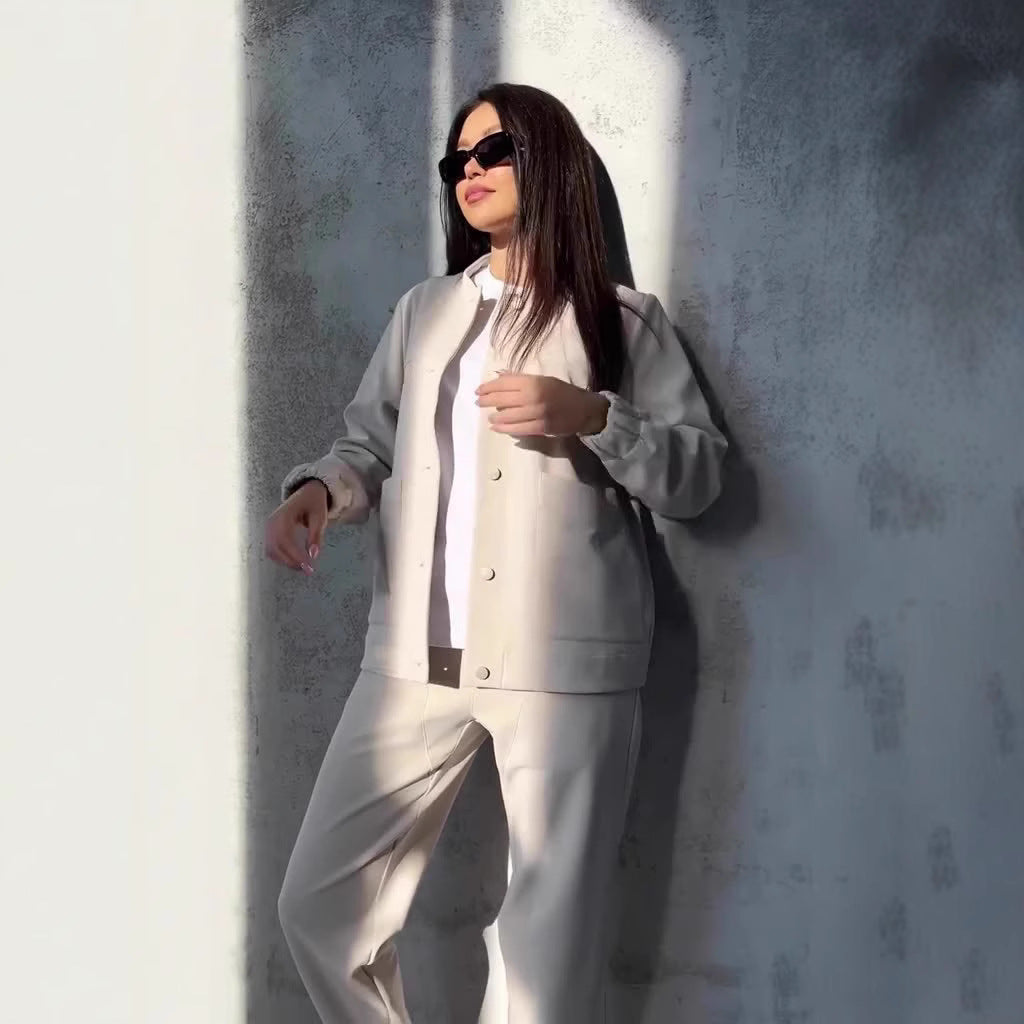 Damen Sportliche Freizeitjacke und bequeme Hose Set WW