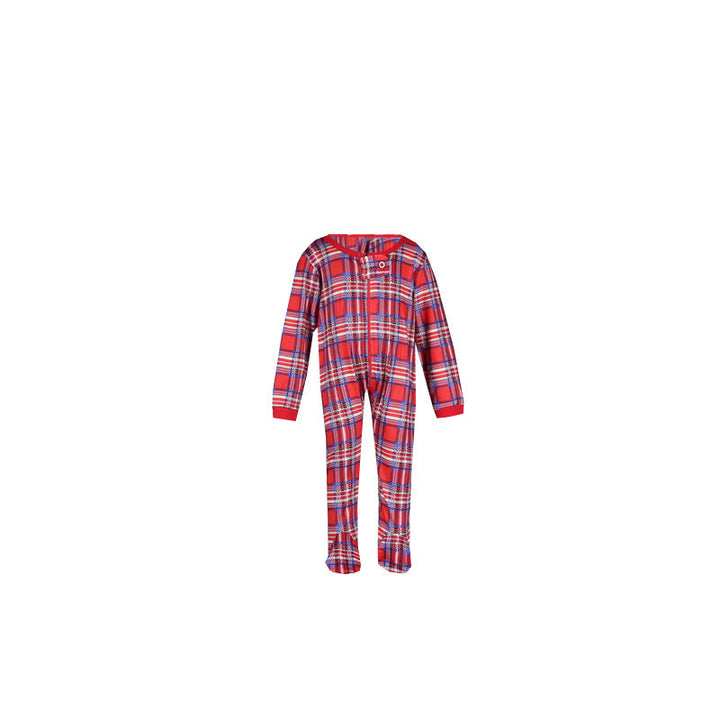 W&W Mode | Weihnachten Langarm Pure Red Oberteil und Lange Karierte Hose Familienpassende Pyjamas-2