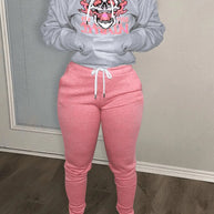 Damen sportliches Hoodie mit kreativen Grafiken und lässigen Jogginghosen WW
