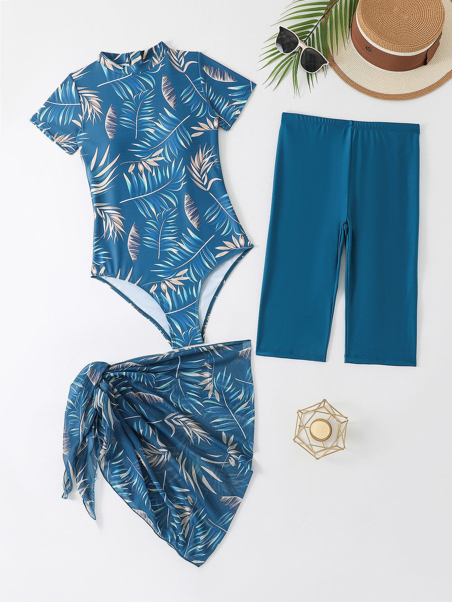 Damen Schwimmanzug Set mit luxuriösem Schnitt und eleganten Rüschen WW