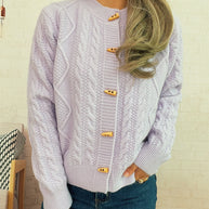 Damen Strickjacke mit dekorativen Knöpfen und strukturierter Webart WW