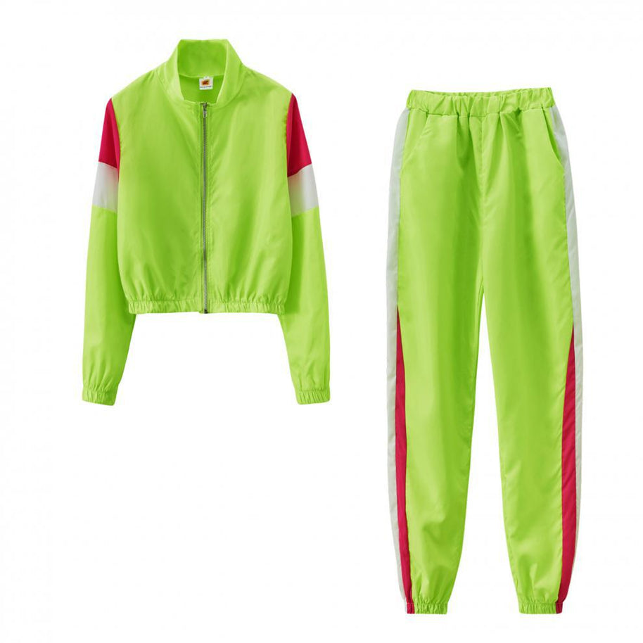 Damen Sportliches Trackset mit colorblock Design und elastischem Bund WW