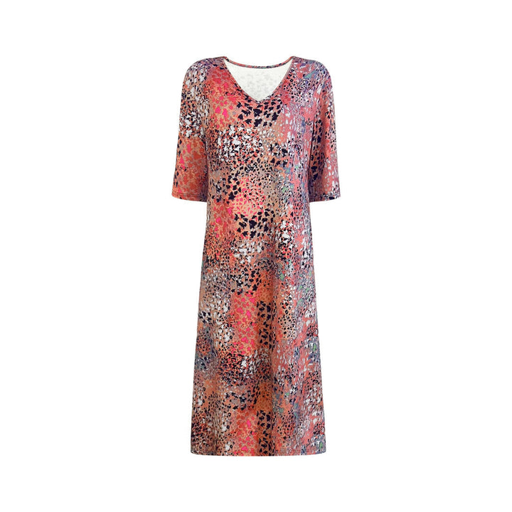 Damen V-Ausschnitt Midi-Kleid im lässigen Animal-Print Stil W&W Mode