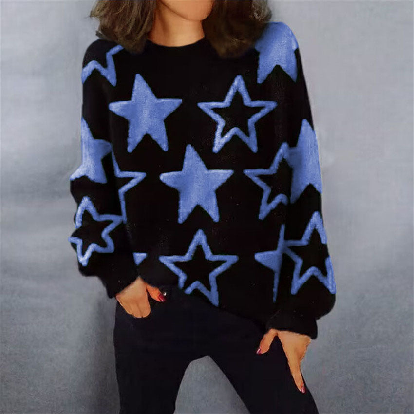 Damen Bequemer Strickpullover mit starigem Muster und lässigem Schnitt WW