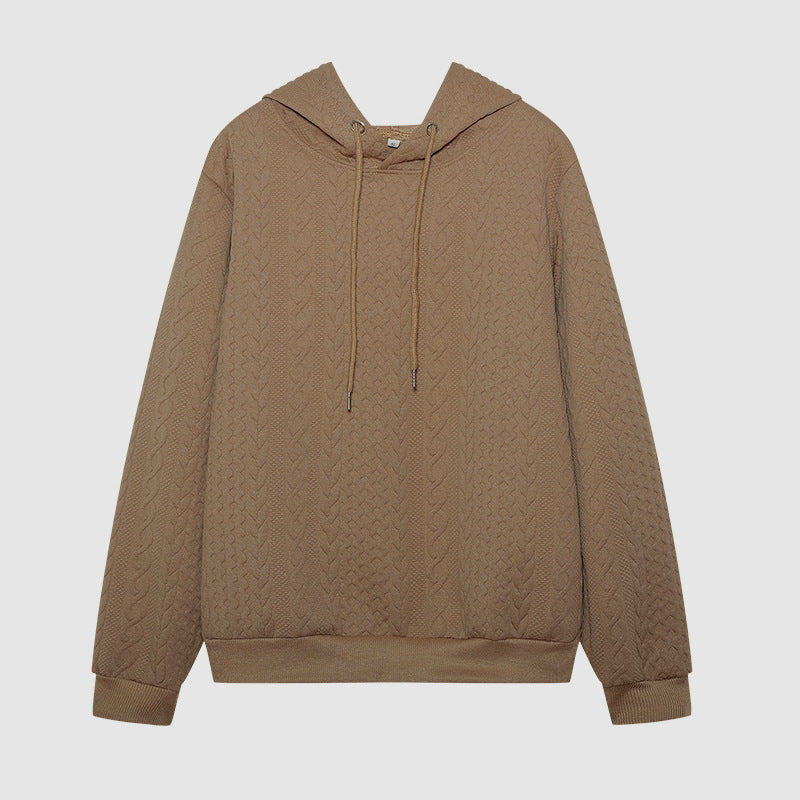 WW Jacquard Kapuze Schnürung langärmliges lockeres Sweatshirt