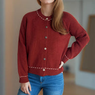 Damen Strickjacke mit dekorativen Knopfdetails und breiten Ärmeln WW