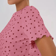 Damen Pyjama-Set mit verspieltem Herzmotiv und elastischem Bund WW