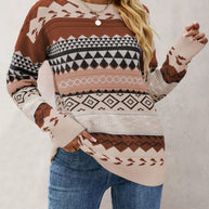 Damen Strickpullover mit geometrischem Muster WW