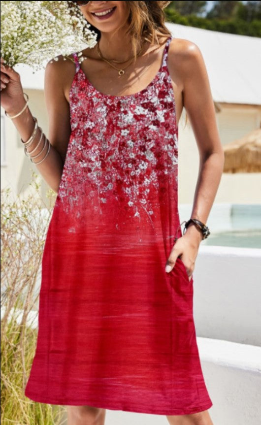 Damen Sommerkleid im eleganten Floral-Design mit bequemen Spaghettiträgern WW