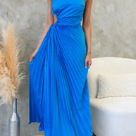 Damen Maxikleid mit raffiniertem Faltenwurf und asymmetrischem Design WW