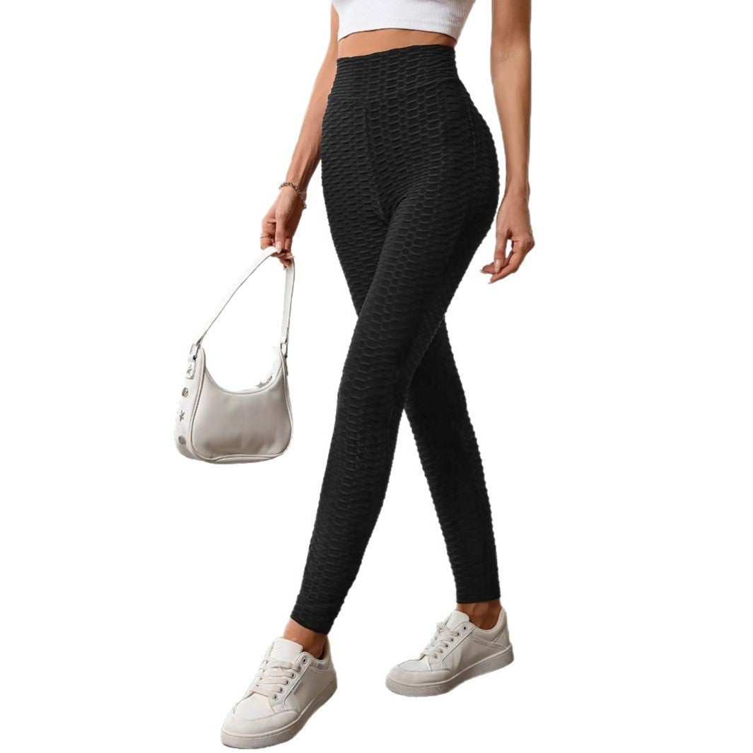Damen Hochtaillierte Sportleggings mit strukturierter Oberfläche W&W Mode
