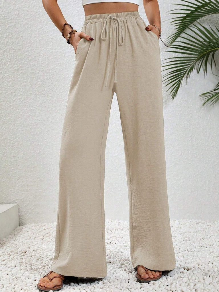 Damen Weite Sommerhose mit elastischem Bund und Tasche WW