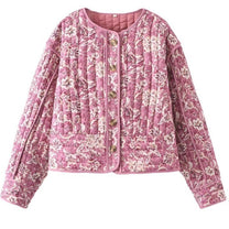 Damen Steppjacke mit floralem Muster und praktischen Taschen WW