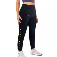 Damen Sportliche High-Waist Leggings mit vielseitigen Taschen und Druckknopfdetails WW