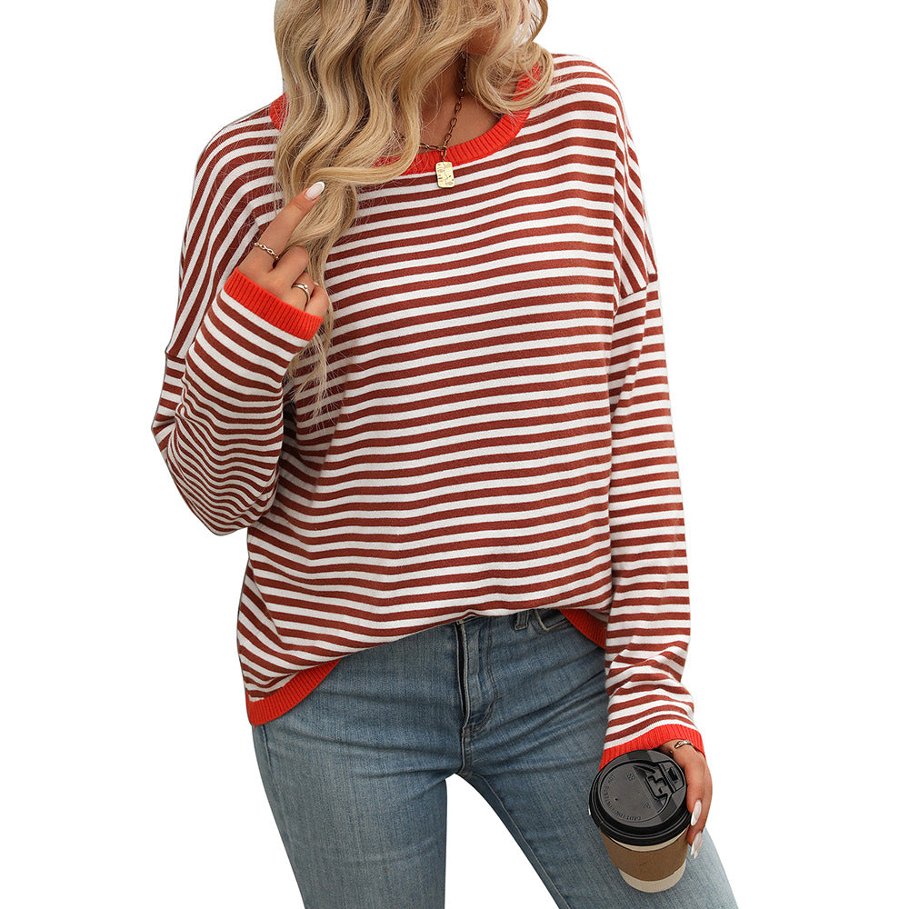 Damen lässiger gestreifter Pullover WW