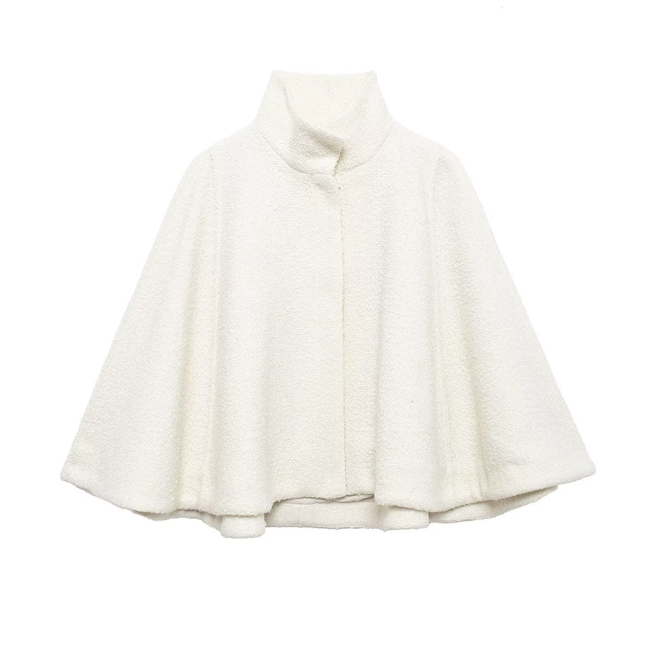 WW | Wollmischung Stehkragen Cape Jacke