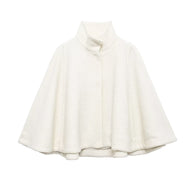 WW | Wollmischung Stehkragen Cape Jacke