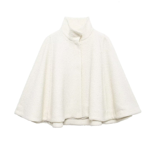WW | Wollmischung Stehkragen Cape Jacke