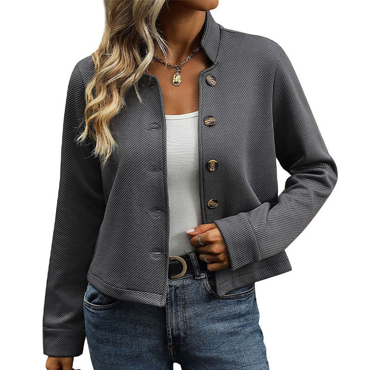 Damen Kurzjacke mit strukturiertem Stoff und modischen Knöpfen W&W Mode