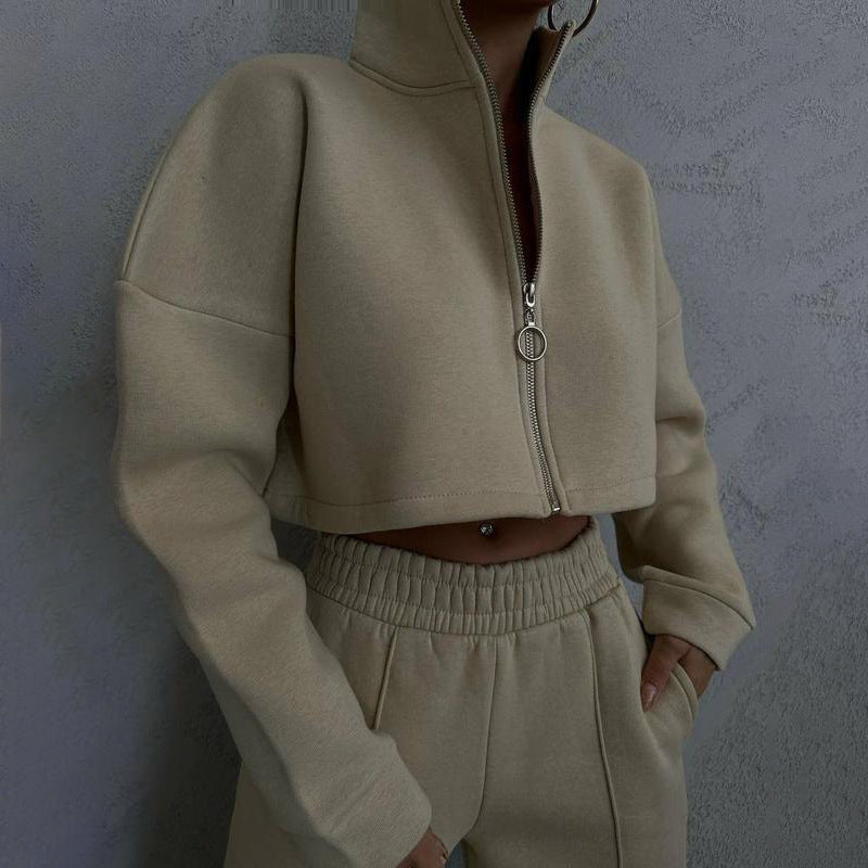 Damen Sportliches Loungewear-Set mit hohem Kragen WW