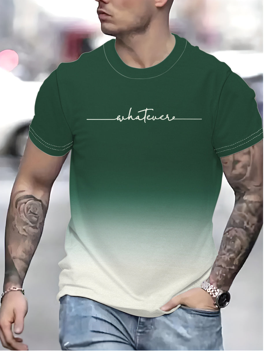 Herren T-Shirt mit kreativem Schriftzug und modernem Farbverlauf WW