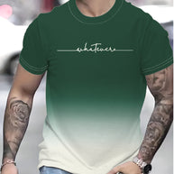 Herren T-Shirt mit kreativem Schriftzug und modernem Farbverlauf WW
