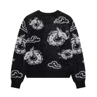 Damen Strickjacke mit einzigartigem Drachenmuster und Knopfverschluss WW