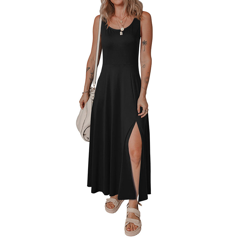Damen Maxikleid mit seitlichem Schlitz und minimalistischen Trägern WW