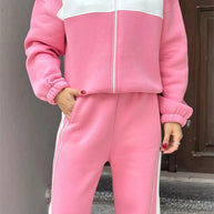 Damen Sportlicher Fleece-Loungewear-Anzug mit Reißverschluss WW