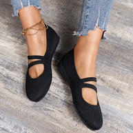 WW | Flache Slipper Mit Riemen Über Dem Spann Und Flacher Sohle Für Damen