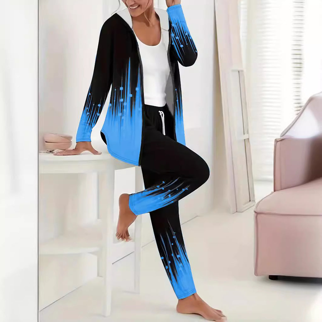 Damen Sportanzug mit modernem Farbverlauf und praktischer Kapuze WW