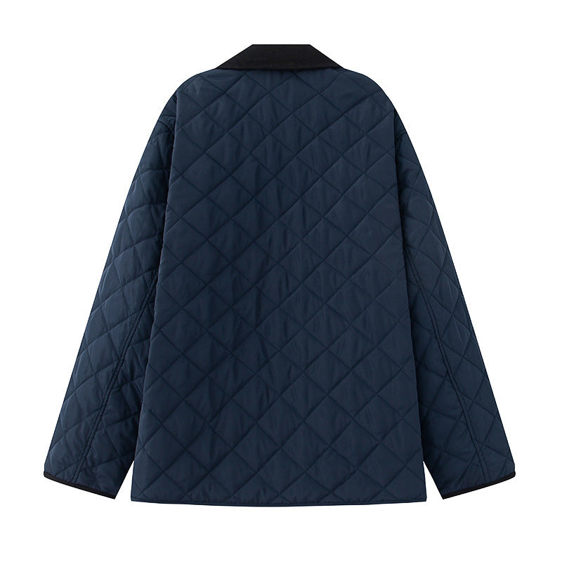 Damen Steppjacke aus weichem Material mit kontrastierendem Kragen und praktischen Taschen WW