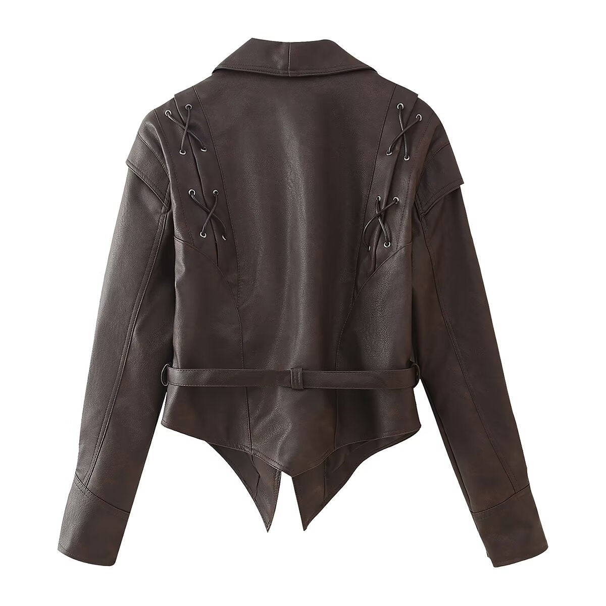 Damen Bikerjacke mit raffinierten Schnürdetails und tailliertem Schnitt WW