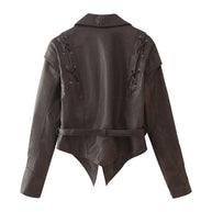 Damen Bikerjacke mit raffinierten Schnürdetails und tailliertem Schnitt WW