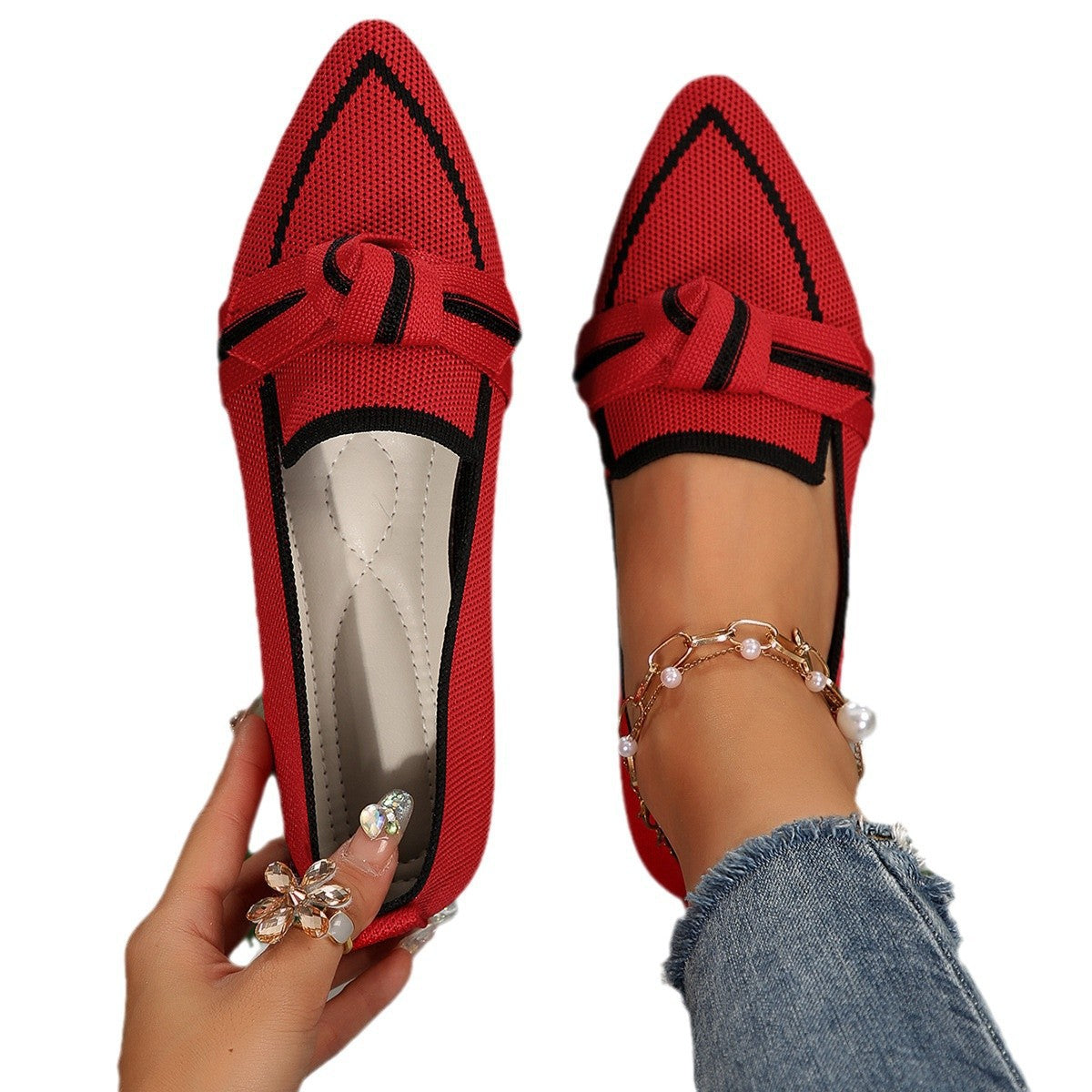 Damen Slip-On Mokassins mit elegantem Knoten-Detail WW