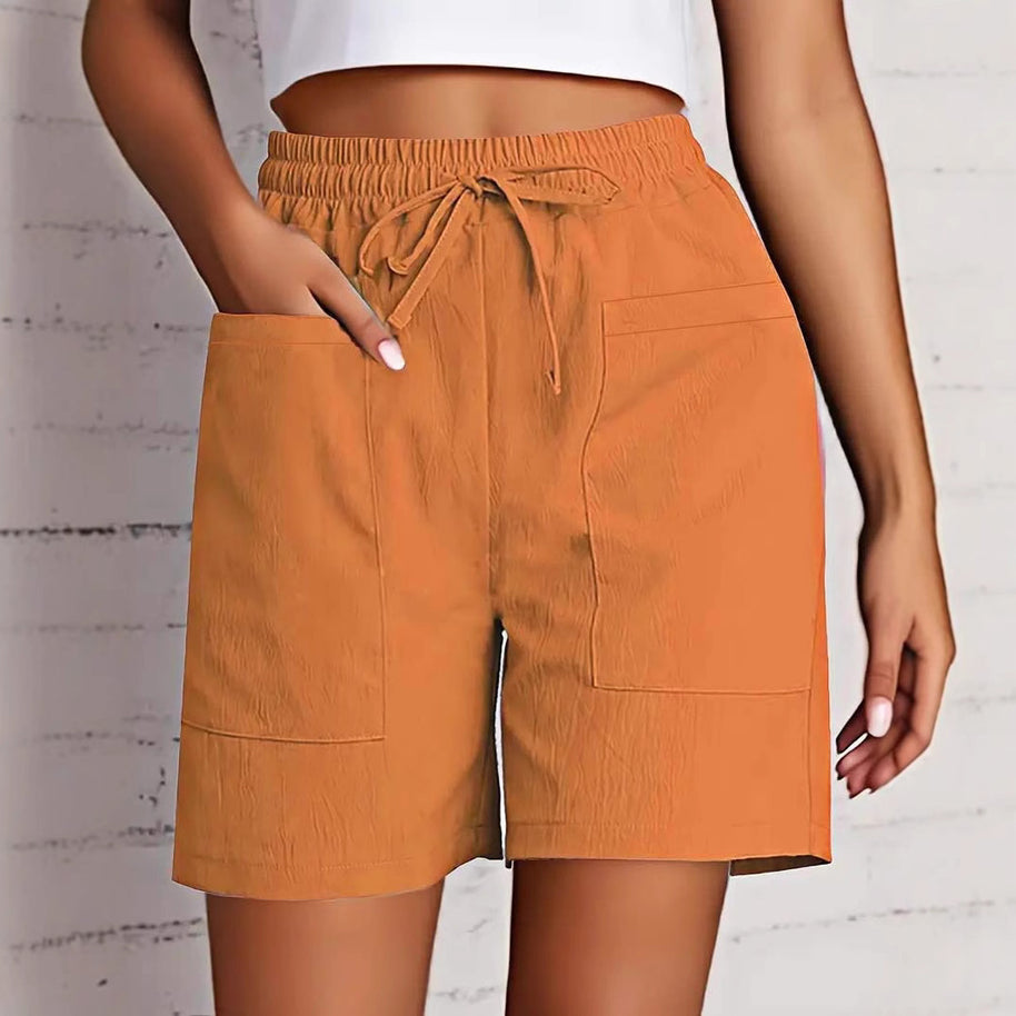 Damen entspannte Shorts mit breitem Gummibund und praktischen Taschen WW