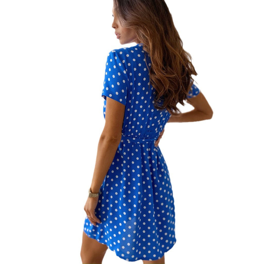 WW | Kurzarm V-Neck Gummizug Bindekleid