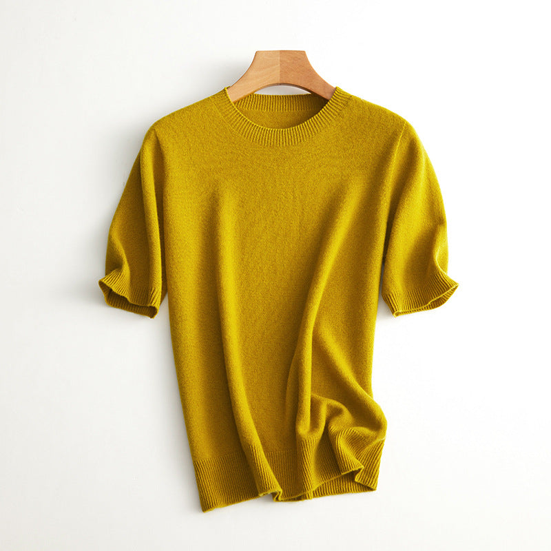 Damen Kurzarm Cashmere-Mix Pullover WW